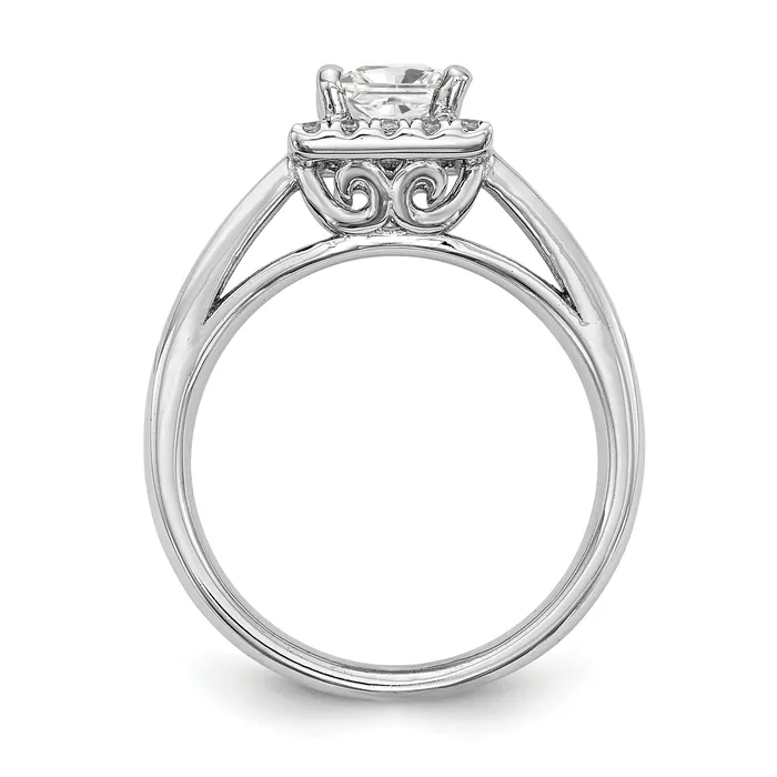 Goldiacom 14k White Gold Princess Halo Simulated Diamond Engagement Ring Rings