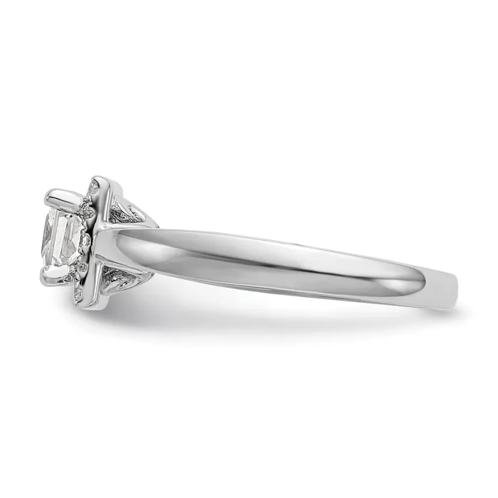 Goldiacom 14k White Gold Princess Halo Simulated Diamond Engagement Ring Rings