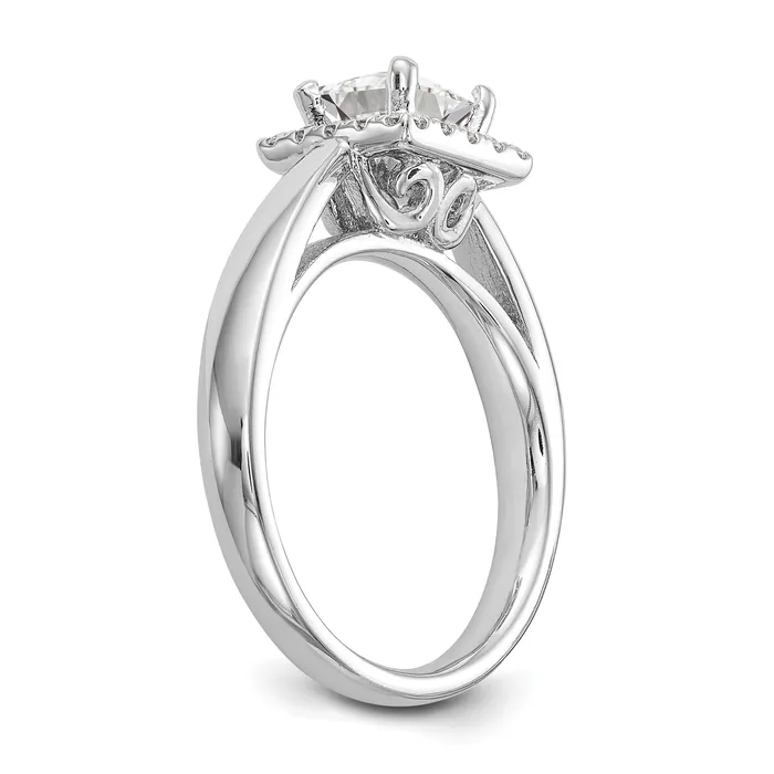 Goldiacom 14k White Gold Princess Halo Simulated Diamond Engagement Ring Rings
