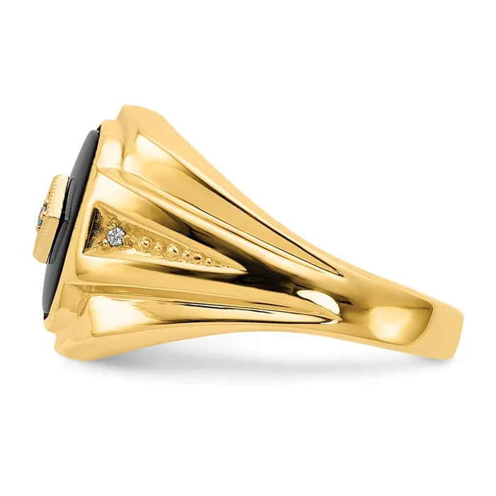 Goldiacom 14K Yellow Gold AAA Real Diamond Mens Rng Earrings