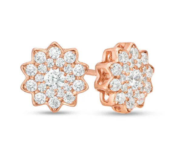 Goldiacom Earrings 12 CT REAL Diamond Flower Stud Earrings in 8K10K Yellow White or Rose Gold Goldiacom Earrings 12 CT REAL Diamond Flower Stud Earrings in 8K10K Yellow White or Rose Gold