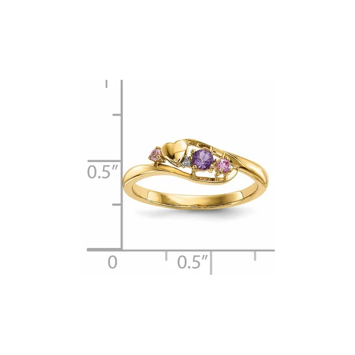 Goldiacom Rings 14K Gold w Amethyst Pink Sapphire Real Diamond Heart Ring