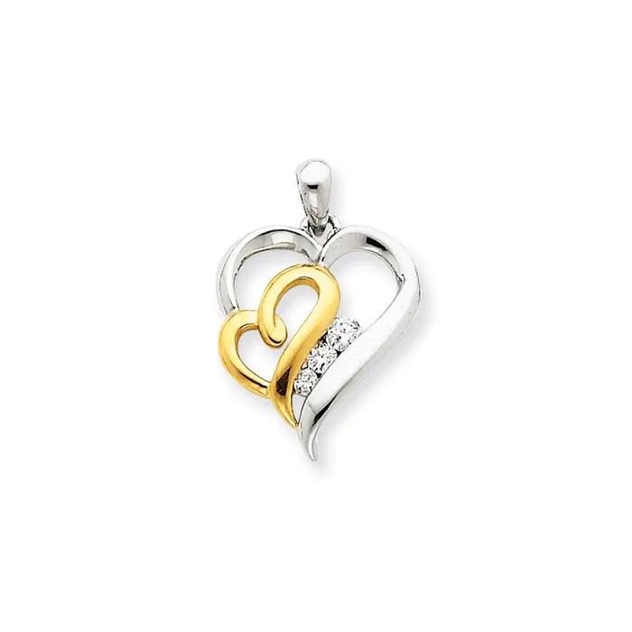 Goldiacom Rings 14k Two tone Diamond Heart Pendant
