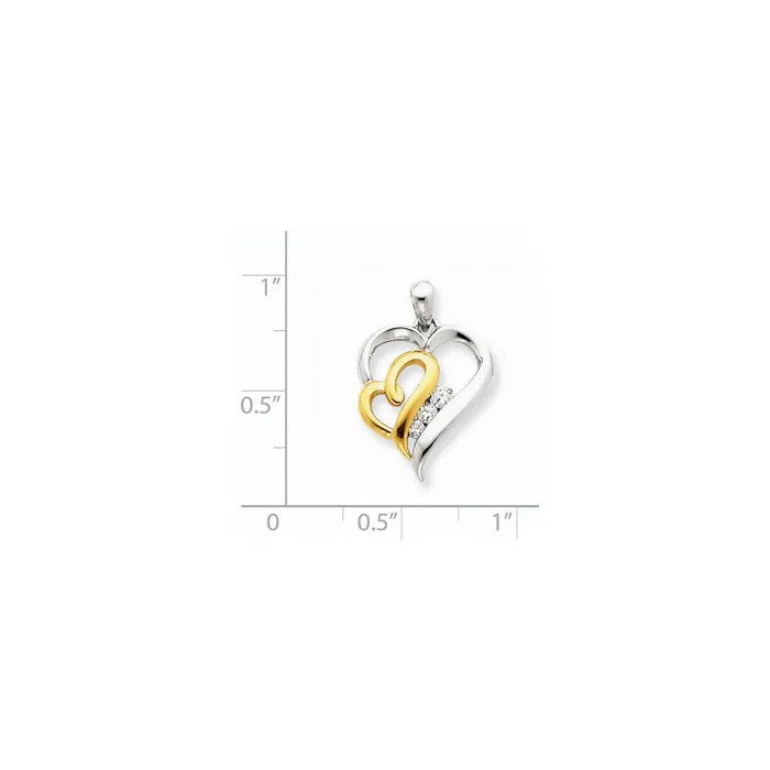 Goldiacom Rings 14k Two tone Diamond Heart Pendant