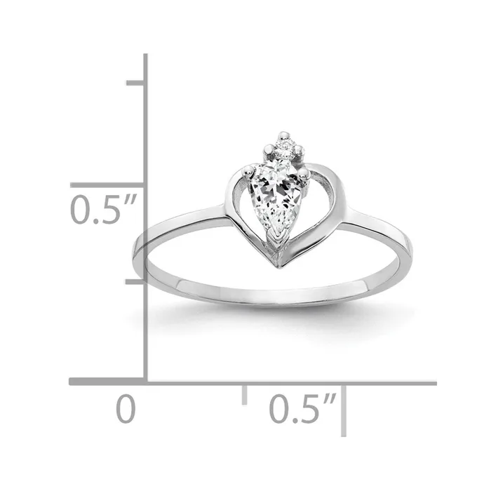 Goldiacom Rings 14k White Gold 5x3mm Pear Cubic Zirconia VS Real Diamond ring