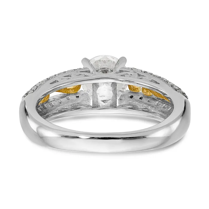 Goldiacom Rings 14K White Gold and Rose Gold Diamond Peg Set CZ Engagement Ring