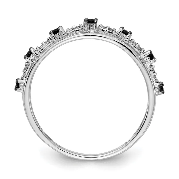 Goldiacom Rings 14k White Gold Black and White Real Diamond Ring