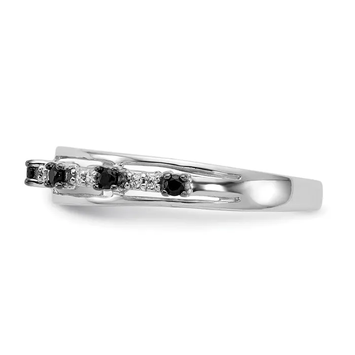 Goldiacom Rings 14k White Gold Black and White Real Diamond Ring