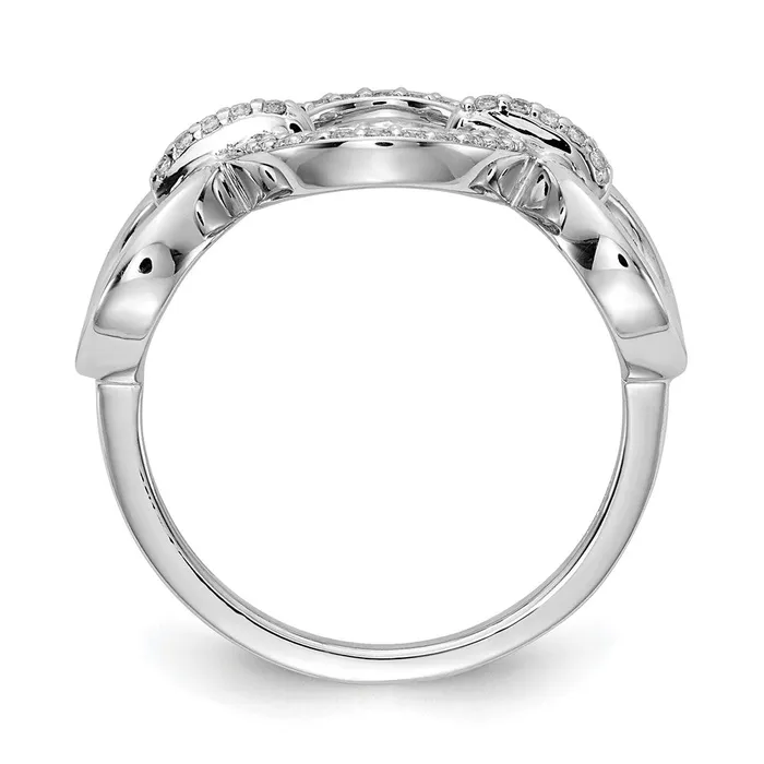 Goldiacom Rings 14k White Gold Real Diamond Fancy Circles Ring