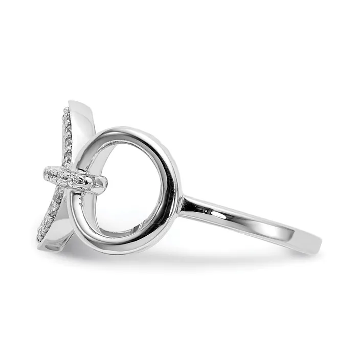 Goldiacom Rings 14k White Gold Real Diamond Fancy Circles Ring