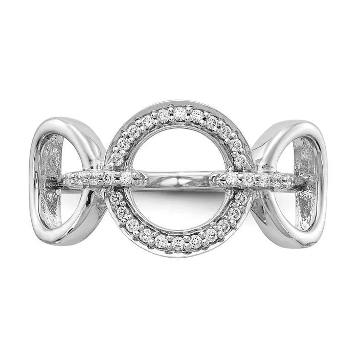 Goldiacom Rings 14k White Gold Real Diamond Fancy Circles Ring
