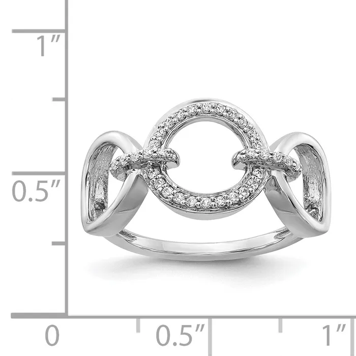 Goldiacom Rings 14k White Gold Real Diamond Fancy Circles Ring