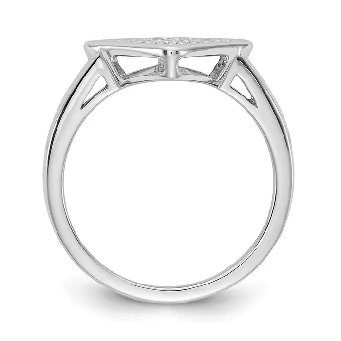 Goldiacom Rings 14k White Gold Real Diamond Fancy Square Ring