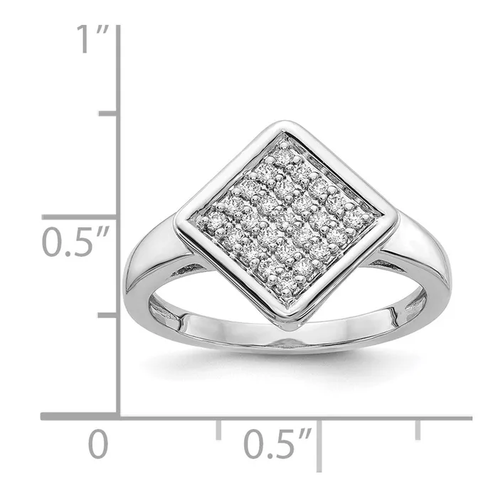 Goldiacom Rings 14k White Gold Real Diamond Fancy Square Ring