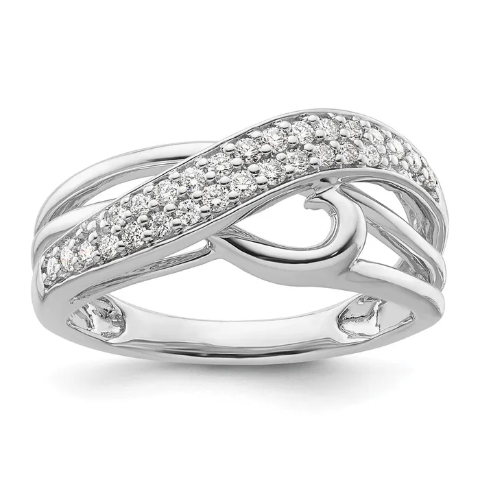 Goldiacom Rings 14k White Gold Real Diamond Ring