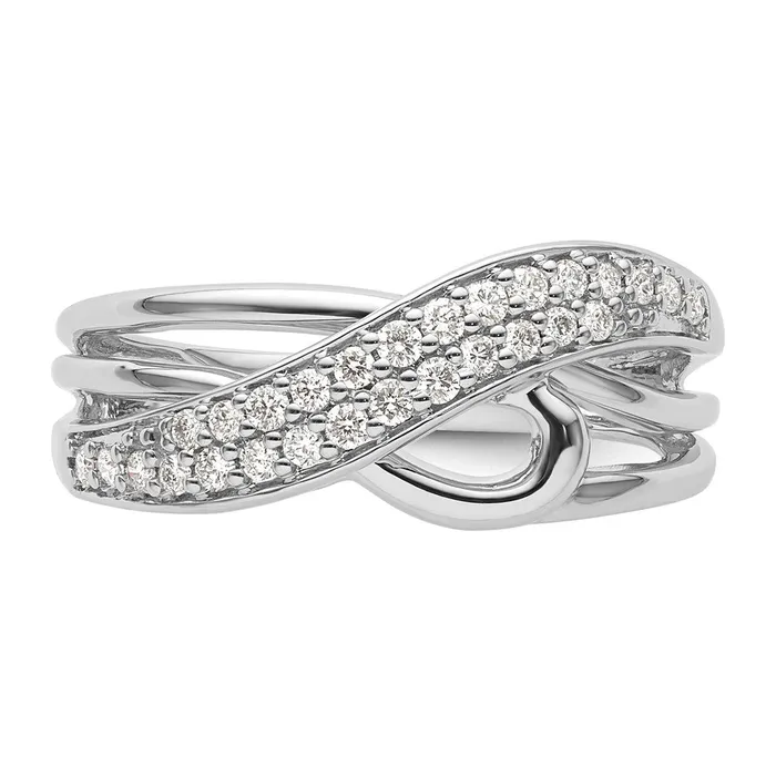 Goldiacom Rings 14k White Gold Real Diamond Ring