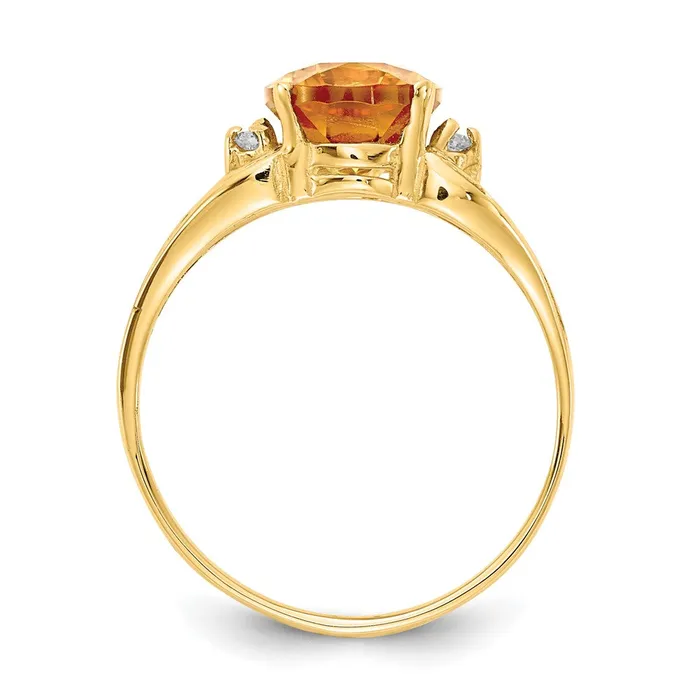 Goldiacom Rings 14K Yellow Gold 9x7mm Oval Citrine Checker VS Real Diamond ring