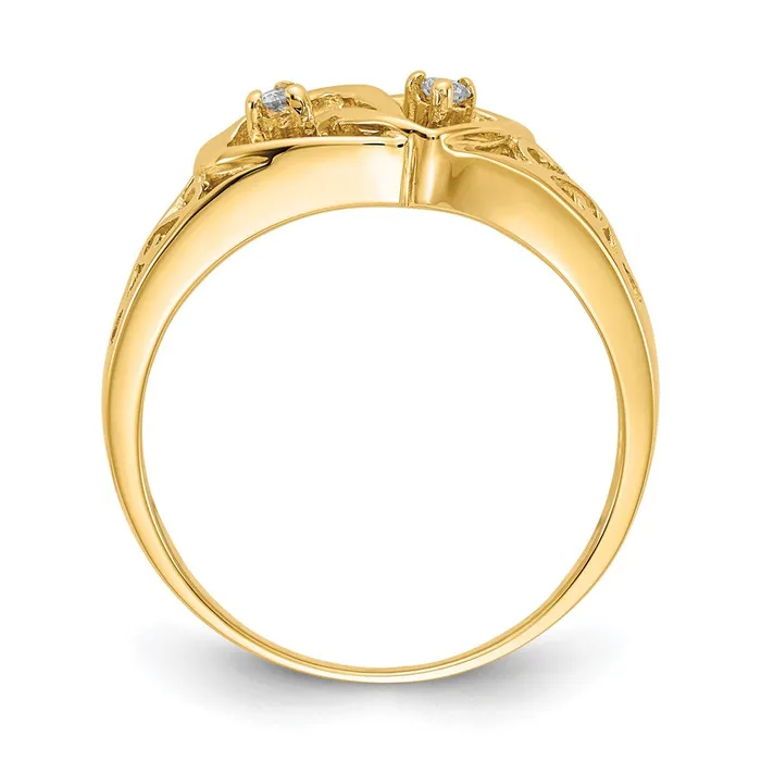 Goldiacom Rings 14K Yellow Gold AAA Real Diamond heart ring