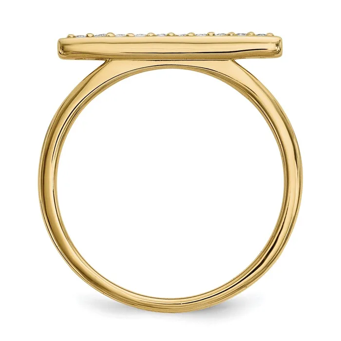 Goldiacom Rings 14K Yellow Gold Real Diamond Bar Ring