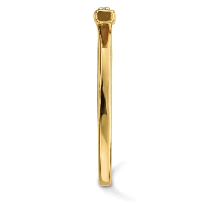 Goldiacom Rings 14K Yellow Gold Real Diamond Bar Ring