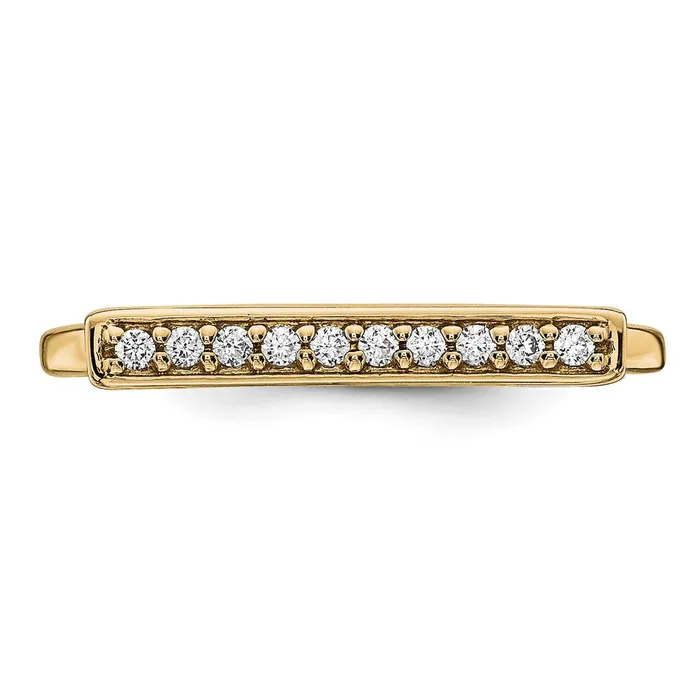 Goldiacom Rings 14K Yellow Gold Real Diamond Bar Ring