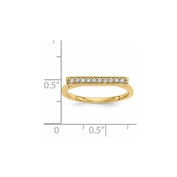 Goldiacom Rings 14K Yellow Gold Real Diamond Bar Ring