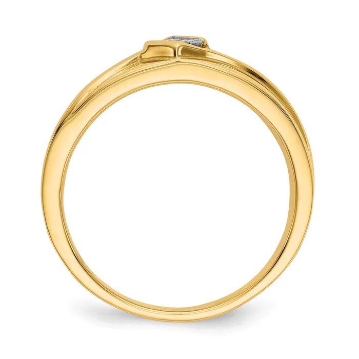 Goldiacom Rings 14K Yellow Gold Real Diamond Mens Ring