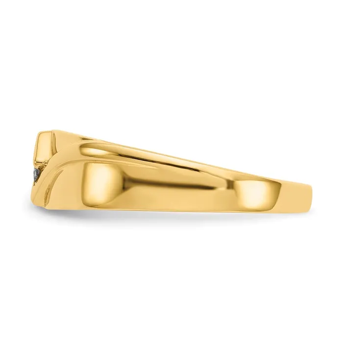Goldiacom Rings 14K Yellow Gold Real Diamond Mens Ring