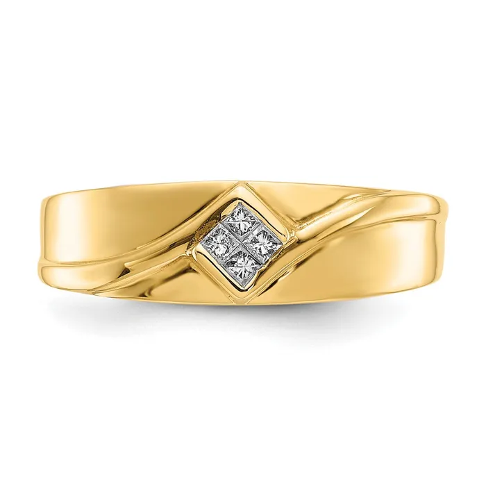 Goldiacom Rings 14K Yellow Gold Real Diamond Mens Ring