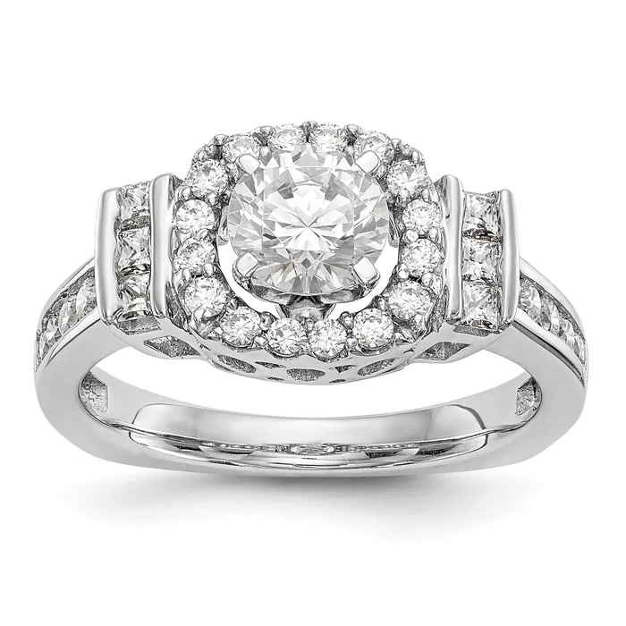 Goldiacom Rings 14kw Peg Set Simulated Diamond Fancy Halo Engagement Ring
