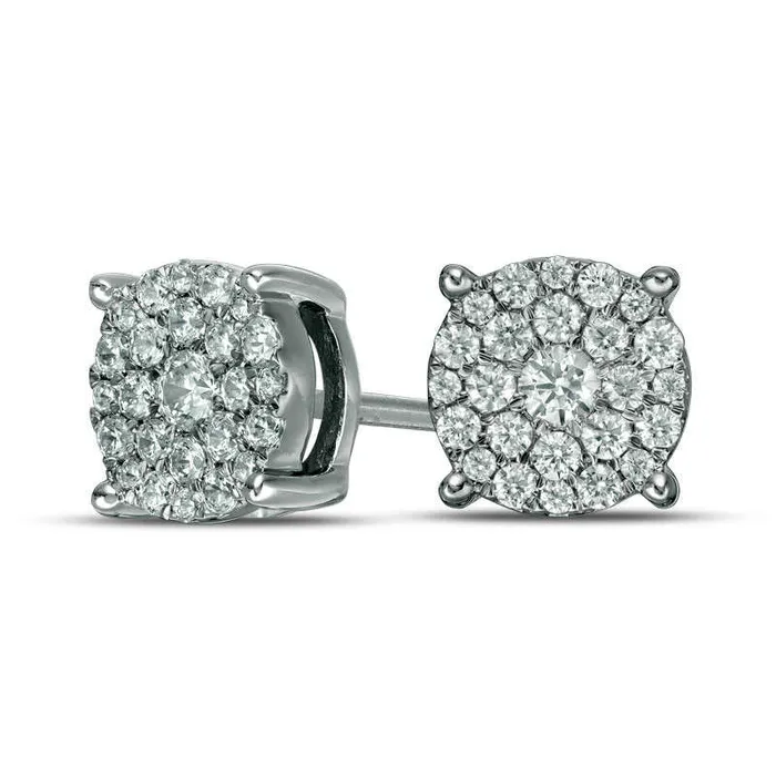 Goldia Earrings 033 CT TW Diamond Double Frame Stud Earrings in 10K White Gold Goldia Earrings 033 CT TW Diamond Double Frame Stud Earrings in 10K White Gold