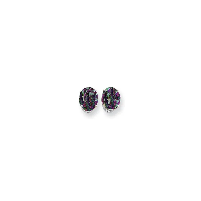 Goldia Earrings 14k White Gold 10x8mm Oval Fire Topaz Earrings