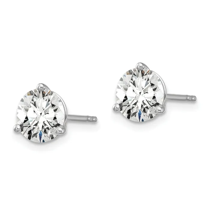 Goldia Earrings 14k White Gold 2 ctw Lab Grown Diamond VSSI G Round 3 Prong Heavy Wt Stud Earrings