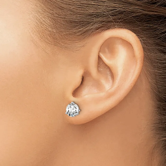 Goldia Earrings 14k White Gold 2 ctw Lab Grown Diamond VSSI G Round 3 Prong Heavy Wt Stud Earrings