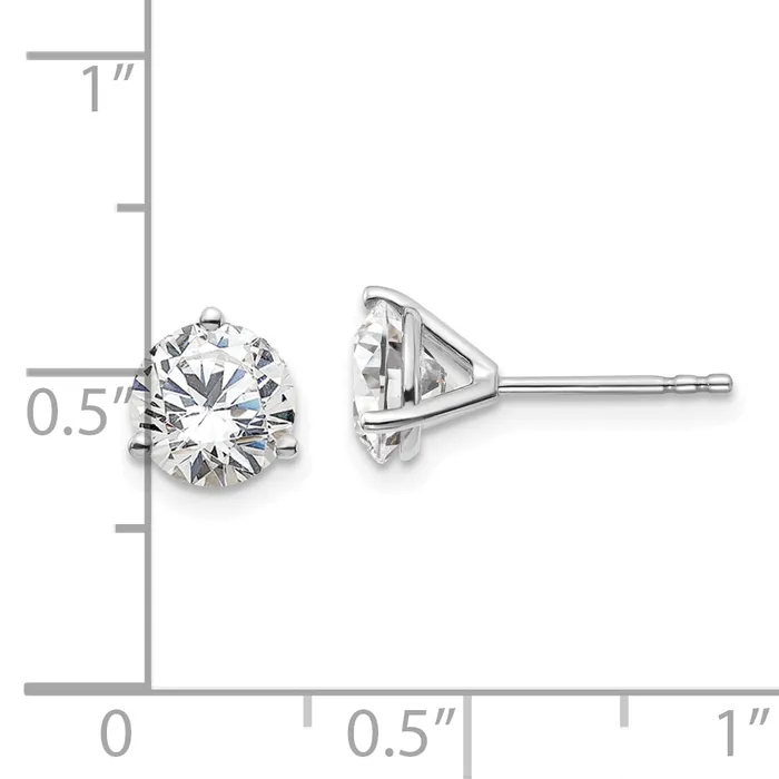 Goldia Earrings 14k White Gold 2 ctw Lab Grown Diamond VSSI G Round 3 Prong Heavy Wt Stud Earrings