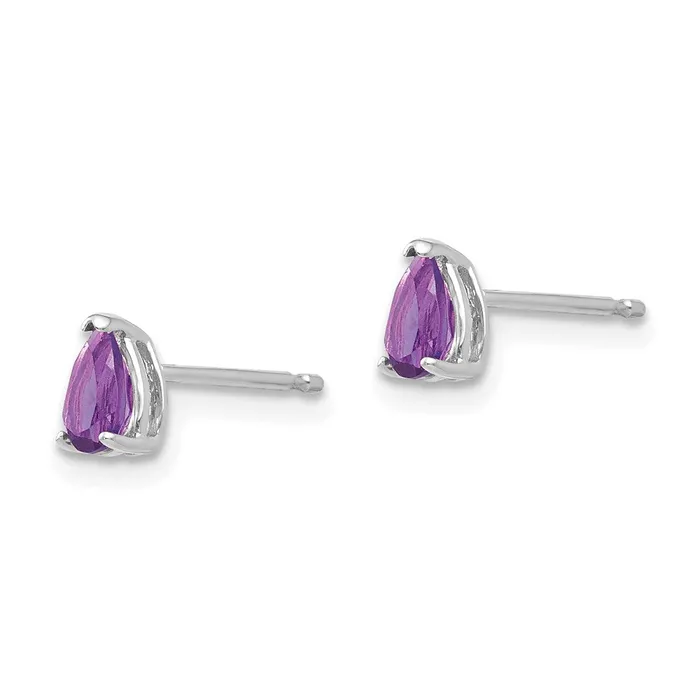 Goldia Earrings 14k White Gold 5x3mm Pear Amethyst Earrings