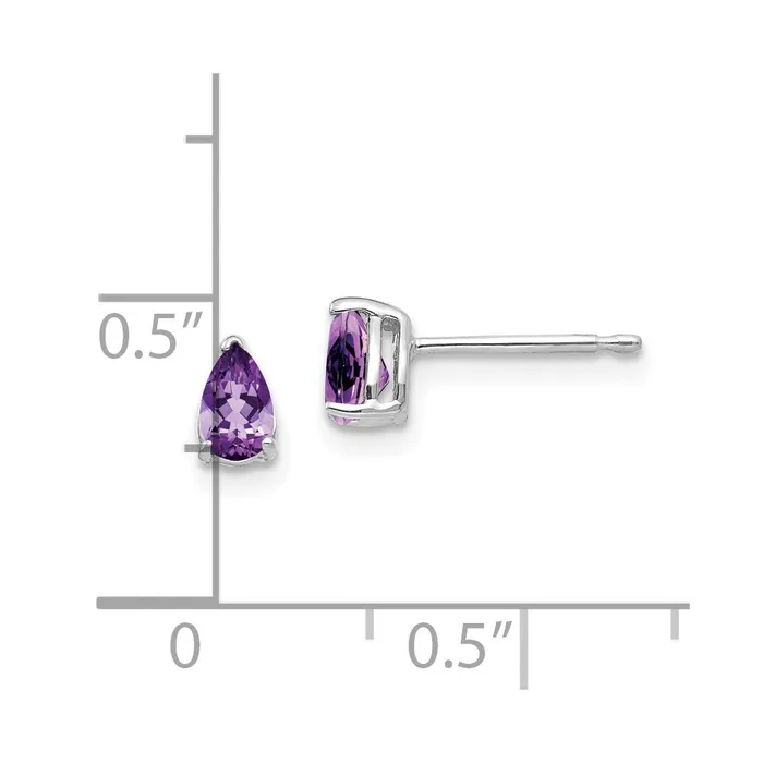 Goldia Earrings 14k White Gold 5x3mm Pear Amethyst Earrings