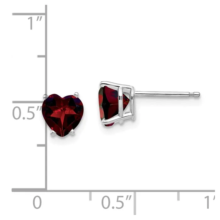 Goldia Earrings 14k White Gold 6mm Heart Garnet Earrings
