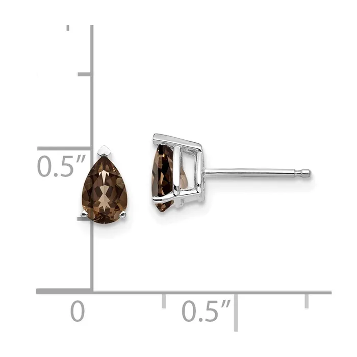 Goldia Earrings 14k White Gold 6x4 Pear Smok Yellow Gold Quartz Earrings
