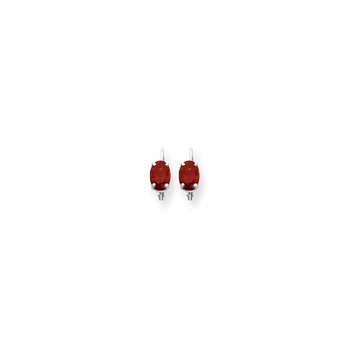Goldia Earrings 14k White Gold 7x5mm Oval Ruby leverback Earrings