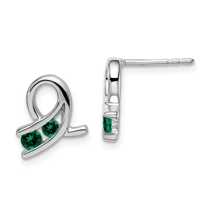Goldia Earrings 14k White Gold Created Emerald Earrings
