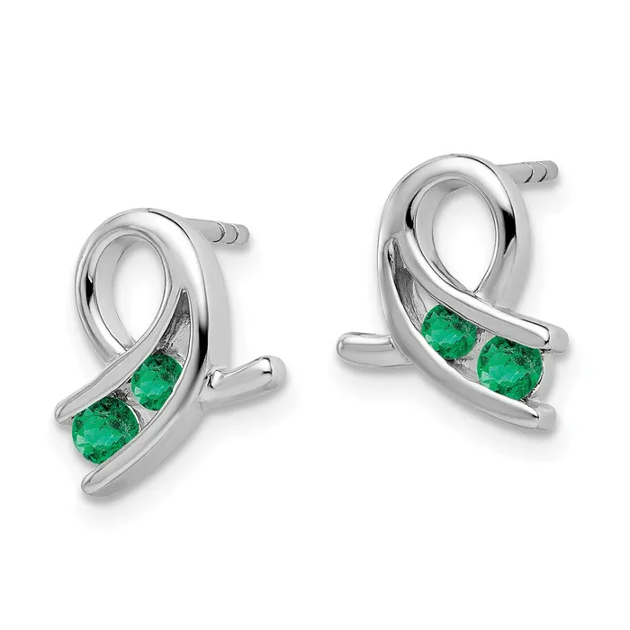 Goldia Earrings 14k White Gold Created Emerald Earrings