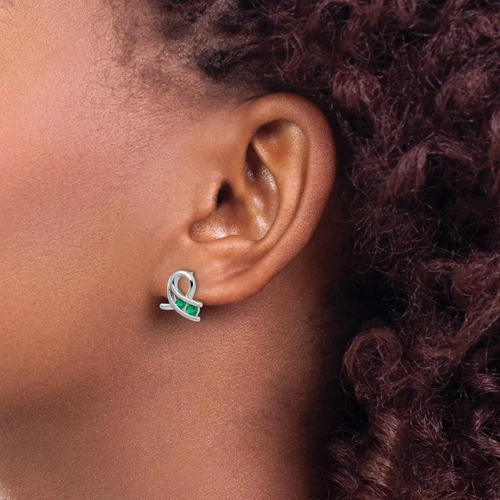 Goldia Earrings 14k White Gold Created Emerald Earrings