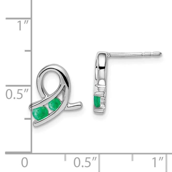 Goldia Earrings 14k White Gold Created Emerald Earrings
