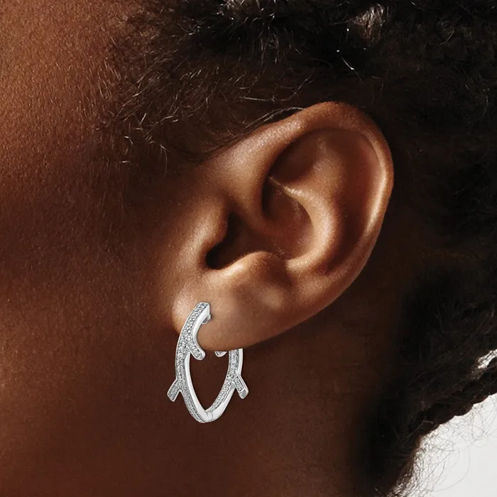 Goldia Earrings 14k White Gold Real Diamond Fancy Earrings