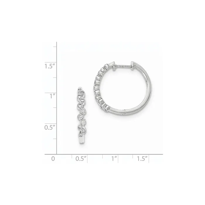 Goldia Earrings 14k White Gold Real Diamond Hinged Round Hoop Earrings