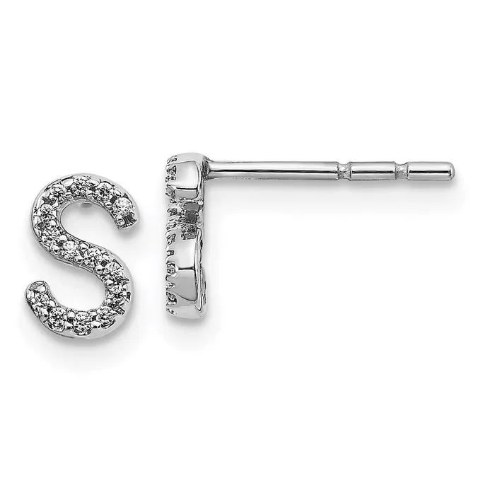 Goldia Earrings 14k White Gold Real Diamond Initial S Earrings