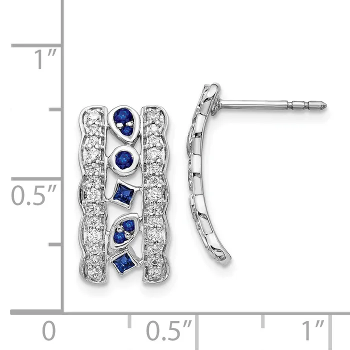 Goldia Earrings 14k White Gold Real Diamond Sapphire Fancy Earrings