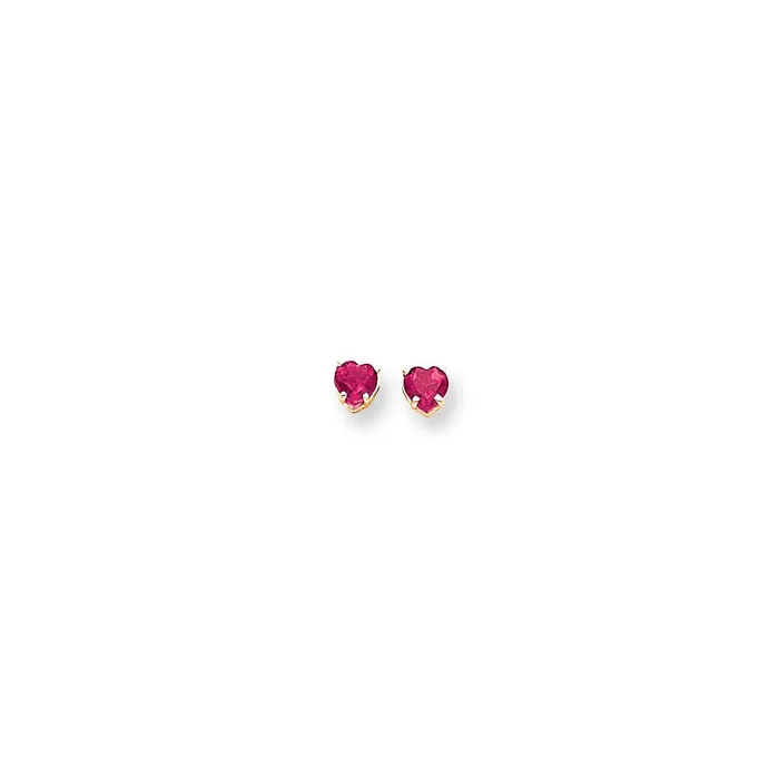 Goldia Earrings 14k Yellow Gold 5mm Heart Pink Sapphire Earrings