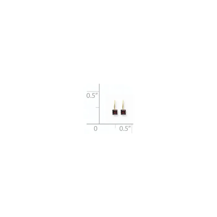 Goldia Earrings 14k Yellow Gold 5mm Princess Cut Garnet Leverback Earrings